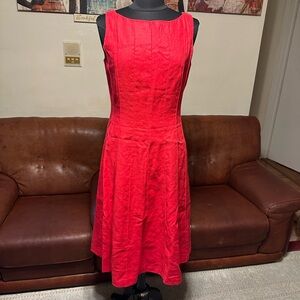 ANN KLEIN GORGEOUS 100% LINEN DRESS SIZE 8 IN EXCELLENT CONDITION RED CO…